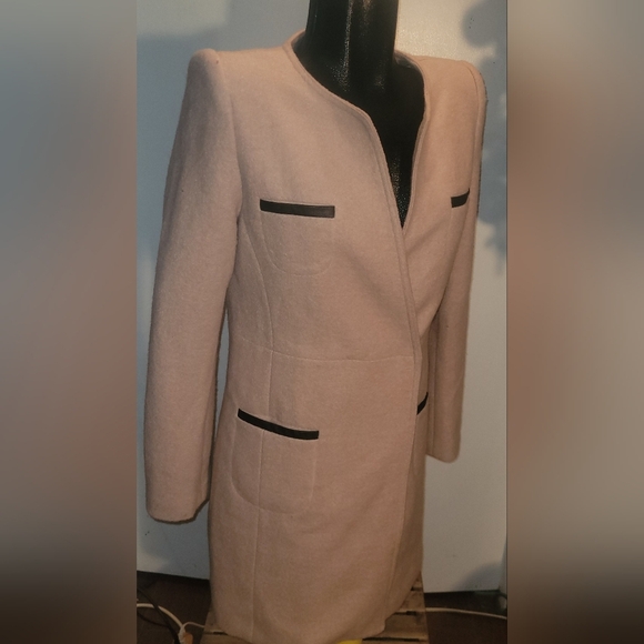 Pink Martini Collection Pale Rose Wool Blend Long Blazer M - Picture 2 of 7